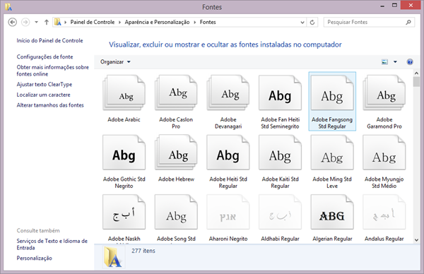 Pasta de fontes do Windows